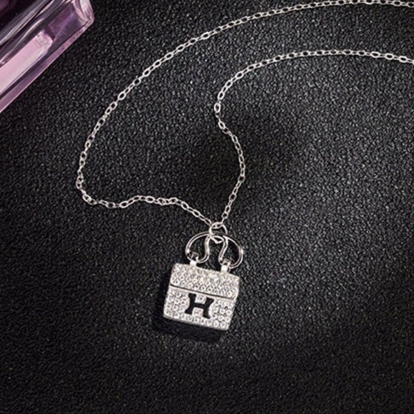 Jewelry - *NEW 925 Sterling Silver Diamond H Letter Necklace
